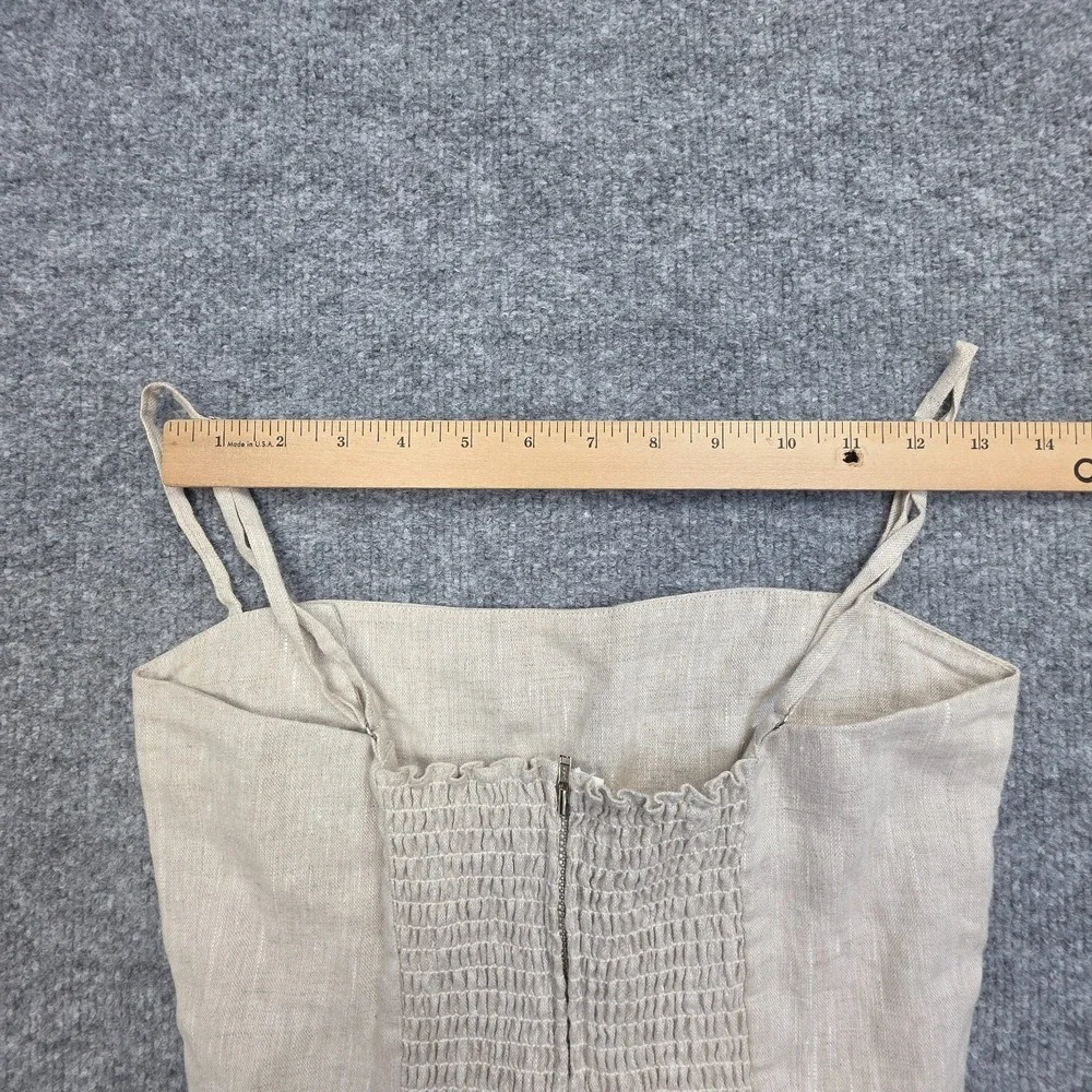 Reformation Linen Jumpsuit Women's 2 Beige Button Spaghetti Strap Wide Leg